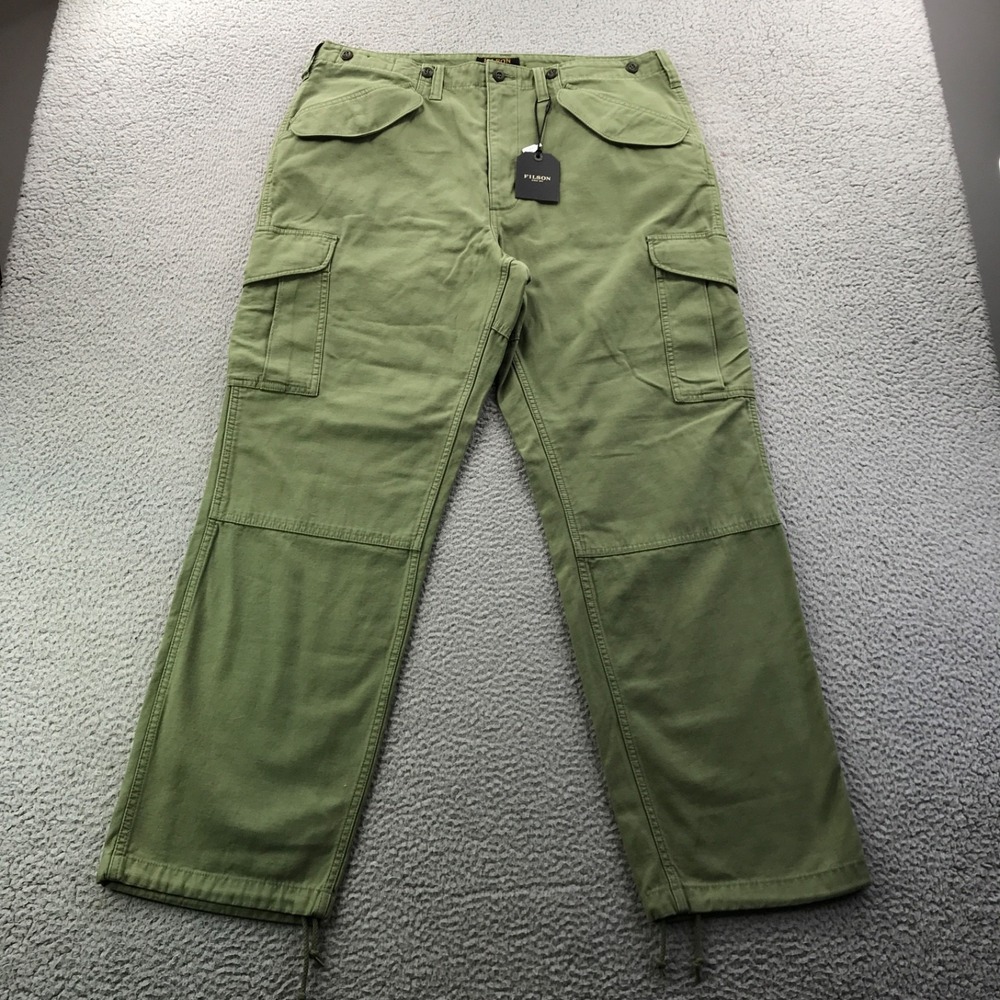 Filson Pants Mens 36x32 Green Field Cargo Sateen Retro WWII Era Military NEW